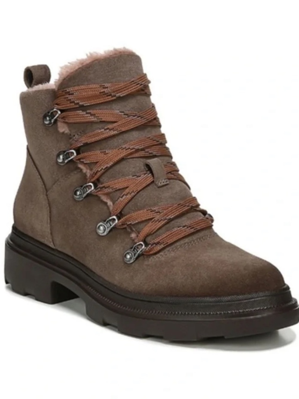 Naturalizer Women's Julian Brown Waterproof Faux Fur Lined Lace up Boot Size 9